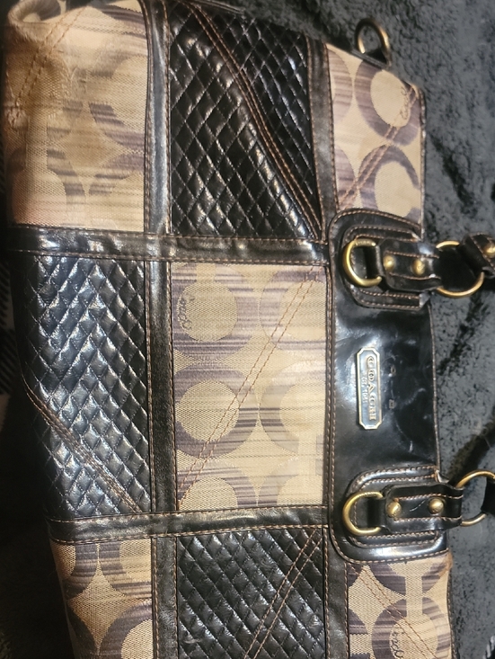 Coach Handbags - Coach Brown and Black Signature Patchwork Shoulder Bag